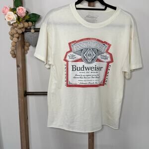 Budweiser Cream Short Sleeve T Shirt Sheer Size Large‎